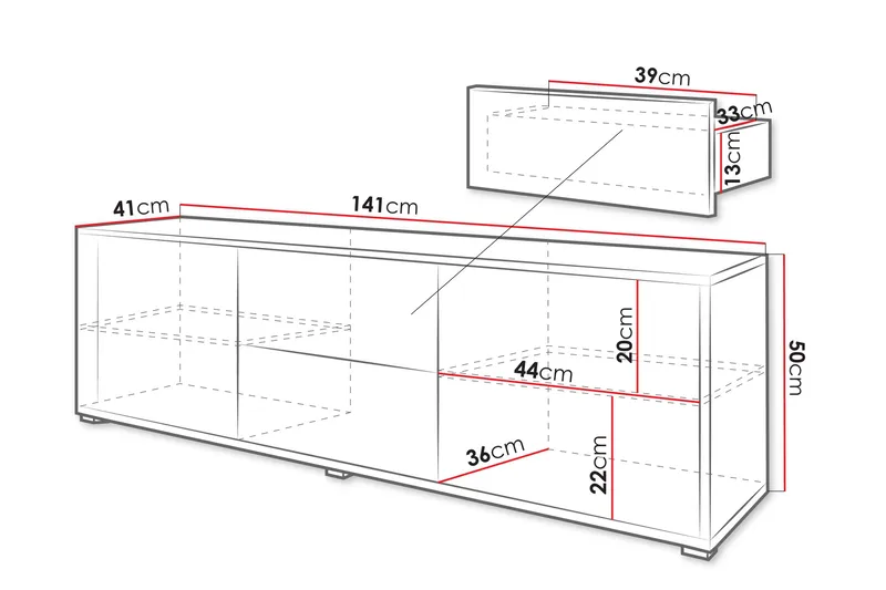 Agawal TV-benk 141 cm - Beige - Møbler - Mediamøbel & tv møbel - TV-benk & mediabenk