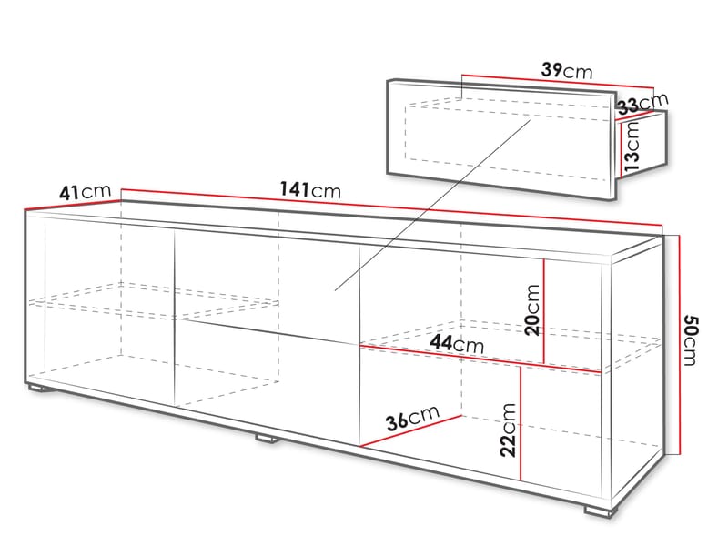 Agawal TV-benk 141 cm - Brun - Møbler - Mediamøbel & tv møbel - TV-benk & mediabenk