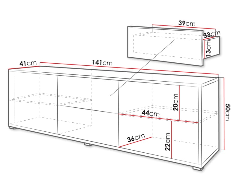 Agawal TV-benk 141 cm - Brun - Møbler - Mediamøbel & tv møbel - TV-benk & mediabenk