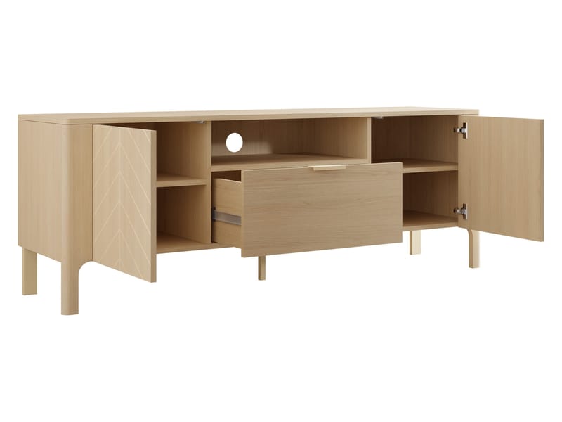 Aggarwal Gulvstående TV-benk 160 cm med Oppbevaring i Mørkt Tre - Beige - Møbler - Mediamøbel & tv møbel - TV-benk & mediabenk