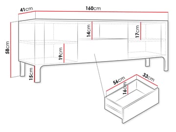 Aggarwal Gulvstående TV-benk 160 cm med Oppbevaring i Mørkt Tre - Beige - Møbler - Mediamøbel & tv møbel - TV-benk & mediabenk