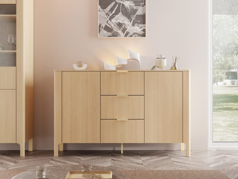 Aggarwal Skjenk 154 cm i Mørkt Tre - Beige - Oppbevaring - Oppbevaringsmøbler - Sideboard & skjenker