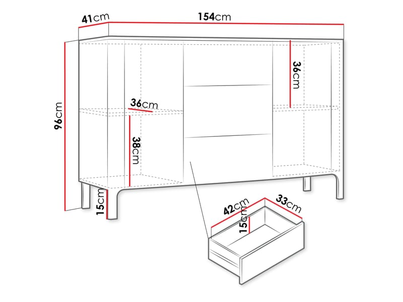 Aggarwal Skjenk 154 cm - Oppbevaring - Oppbevaringsmøbler - Sideboard & skjenker