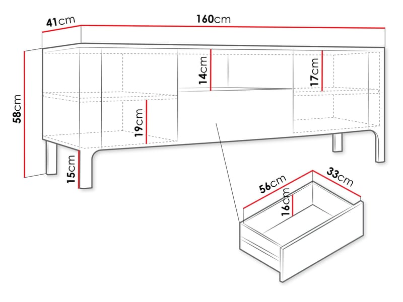 Aggarwal TV-benk 160 cm - Møbler - Mediamøbel & tv møbel - TV-benk & mediabenk