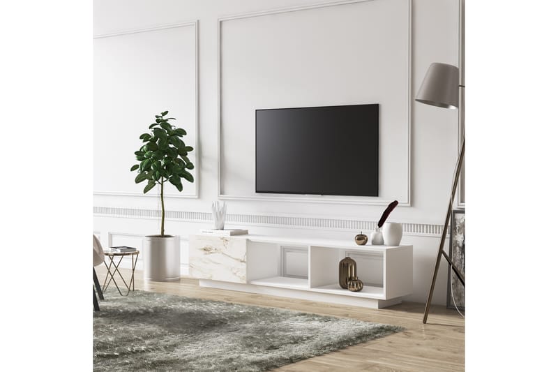 Agiou TV-benk 180 cm - Hvit/Grå - TV-benk & mediabenk