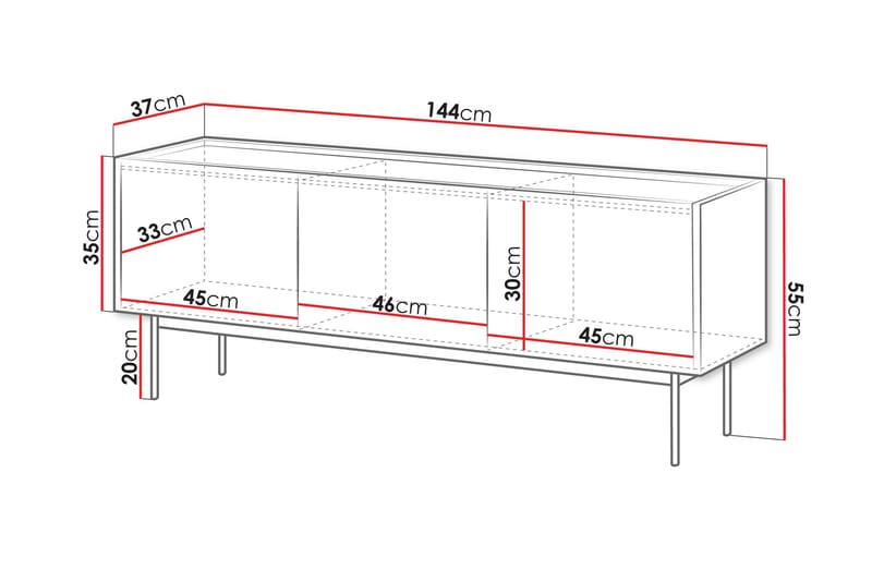 Akansh TV-benk 144 cm - Beige - Møbler - Mediamøbel & tv møbel - TV-benk & mediabenk