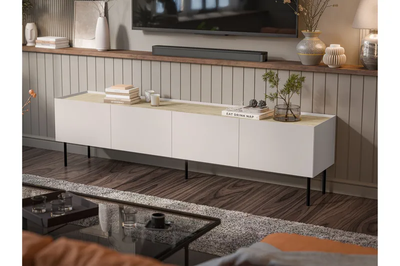 Akie TV-benk 200 cm - Beige - Møbler - Mediamøbel & tv møbel - TV-benk & mediabenk