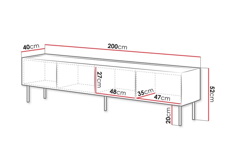 Akie TV-benk 200 cm - Beige - Møbler - Mediamøbel & tv møbel - TV-benk & mediabenk