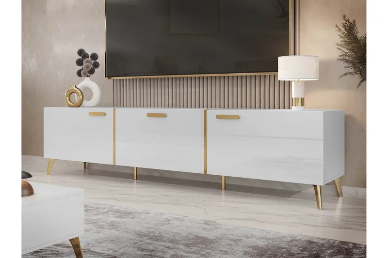 Akihiko TV-benk 204 cm - Hvit - Møbler - Mediamøbel & tv møbel - TV-benk & mediabenk