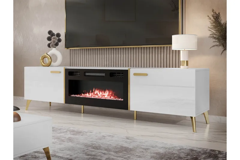 Akihiko TV-benk 214 cm - Hvit - Møbler - Mediamøbel & tv møbel - TV-benk & mediabenk