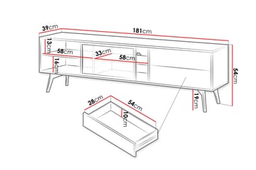 Akihiro TV-benk 181 cm - Brun - Møbler - Mediamøbel & tv møbel - TV-benk & mediabenk