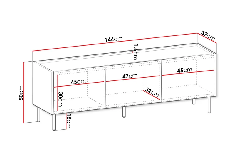 Akihito TV-benk 144 cm - Brun - Møbler - Mediamøbel & tv møbel - TV-benk & mediabenk