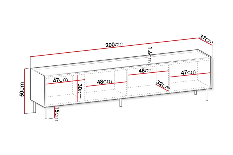 Akihito TV-benk 200 cm - Brun - Møbler - Mediamøbel & tv møbel - TV-benk & mediabenk