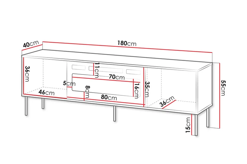 Akiko TV-benk 180 cm - Beige - Møbler - Mediamøbel & tv møbel - TV-benk & mediabenk