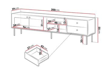 Akilesh Gulvstående TV-benk 200 cm med Oppbevaring i Malt Tre - Hvit - Møbler - Mediamøbel & tv møbel - TV-benk & mediabenk