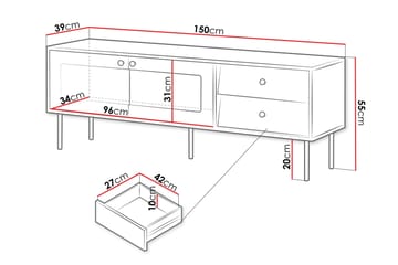 Akilesh TV-benk 150 cm - Hvit - Møbler - Mediamøbel & tv møbel - TV-benk & mediabenk