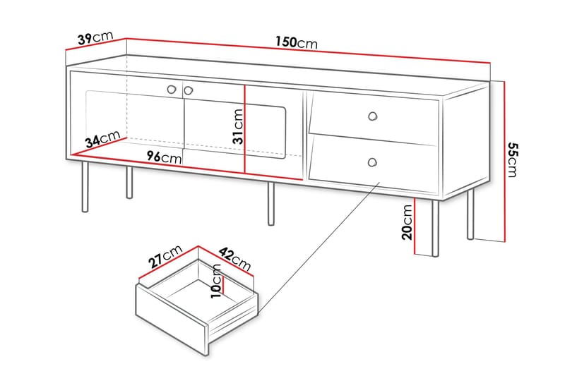 Akilesh TV-benk 150 cm - Hvit - Møbler - Mediamøbel & tv møbel - TV-benk & mediabenk