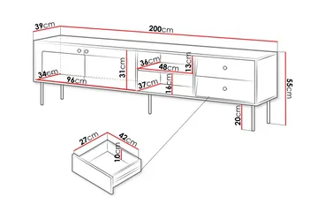 Akilesh TV-benk 200 cm - Hvit - Møbler - Mediamøbel & tv møbel - TV-benk & mediabenk
