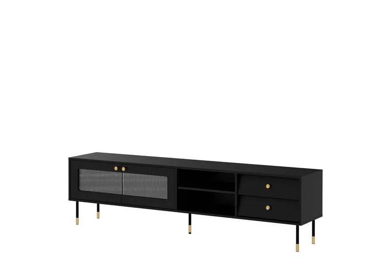 Akilesh TV-benk 200 cm - Svart - Møbler - Mediamøbel & tv møbel - TV-benk & mediabenk