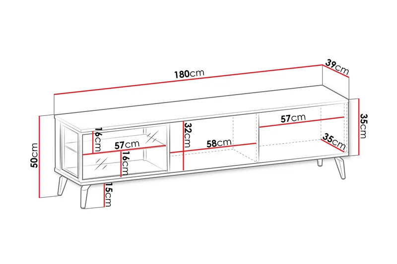 Akinari TV-benk 180 cm - Brun / Beige - Møbler - Mediamøbel & tv møbel - TV-benk & mediabenk