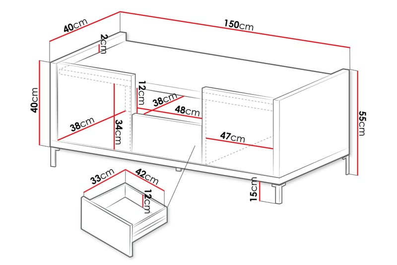 Akiya TV-benk 150 cm - Svart - Møbler - Mediamøbel & tv møbel - TV-benk & mediabenk