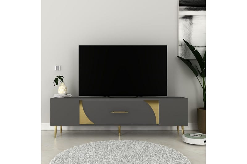 Aldor TV-benk 150 cm - Antrasitt/Gull - Møbler - Mediamøbel & tv møbel - TV-benk & mediabenk