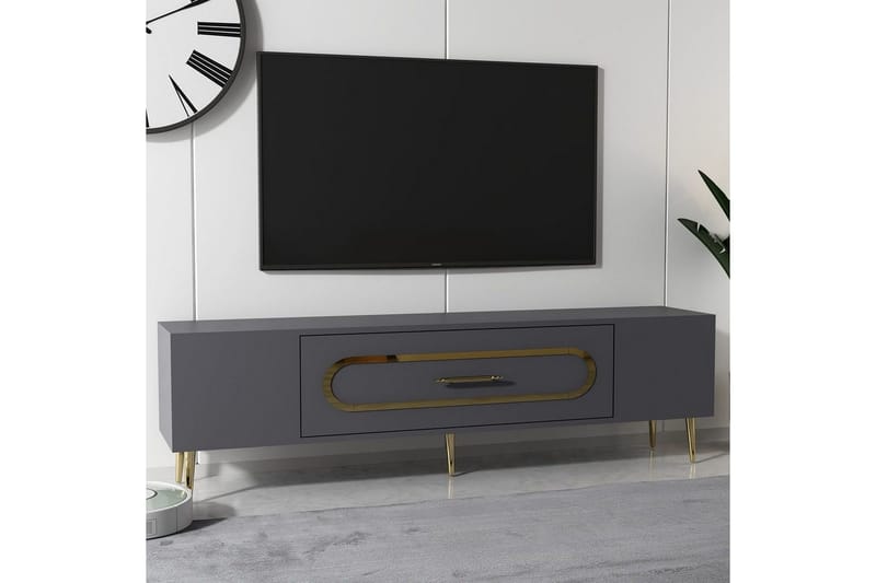 Aldor TV-benk 150 cm - Antrasitt/Gull - Møbler - Mediamøbel & tv møbel - TV-benk & mediabenk