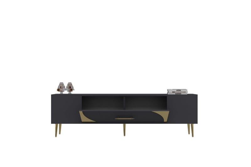 Aldor TV-benk 150 cm - Antrasitt/Gull - Møbler - Mediamøbel & tv møbel - TV-benk & mediabenk