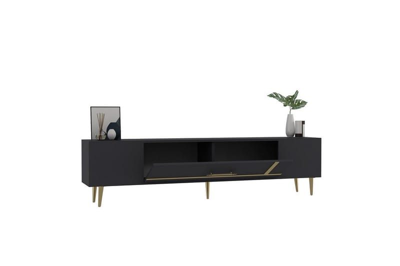 Aldor TV-benk 150 cm - Antrasitt/Gull - Møbler - Mediamøbel & tv møbel - TV-benk & mediabenk