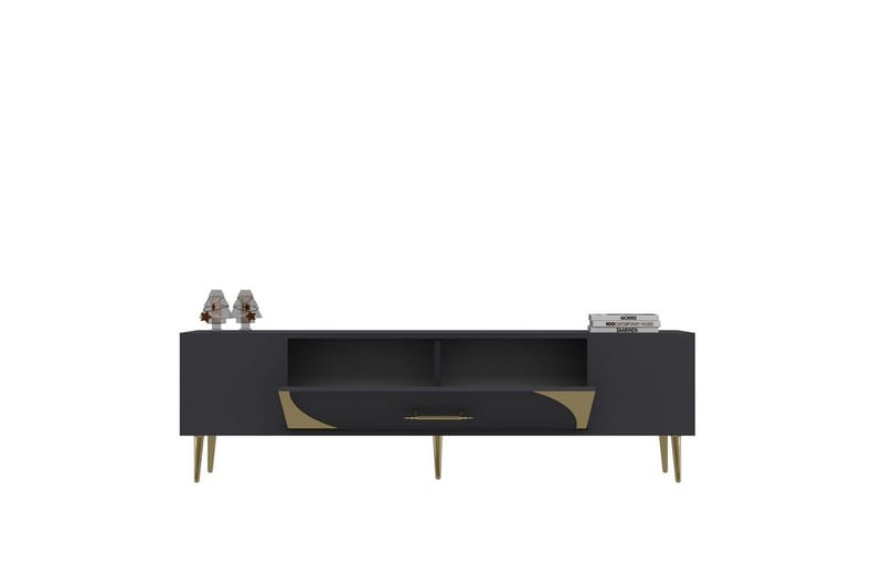 Aldor TV-benk 150 cm - Antrasitt/Gull - Møbler - Mediamøbel & tv møbel - TV-benk & mediabenk