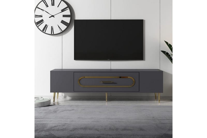 Aldor TV-benk 150 cm - Antrasitt/Gull - Møbler - Mediamøbel & tv møbel - TV-benk & mediabenk