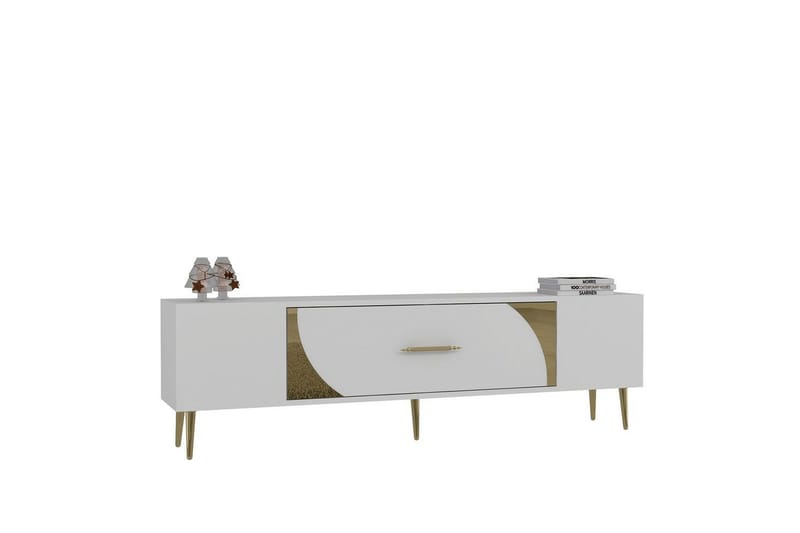Aldor TV-benk 150 cm - Hvit/Gull - Møbler - Mediamøbel & tv møbel - TV-benk & mediabenk