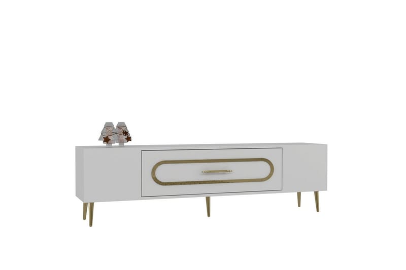 Aldor TV-benk 150 cm - Hvit/Gull - Møbler - Mediamøbel & tv møbel - TV-benk & mediabenk