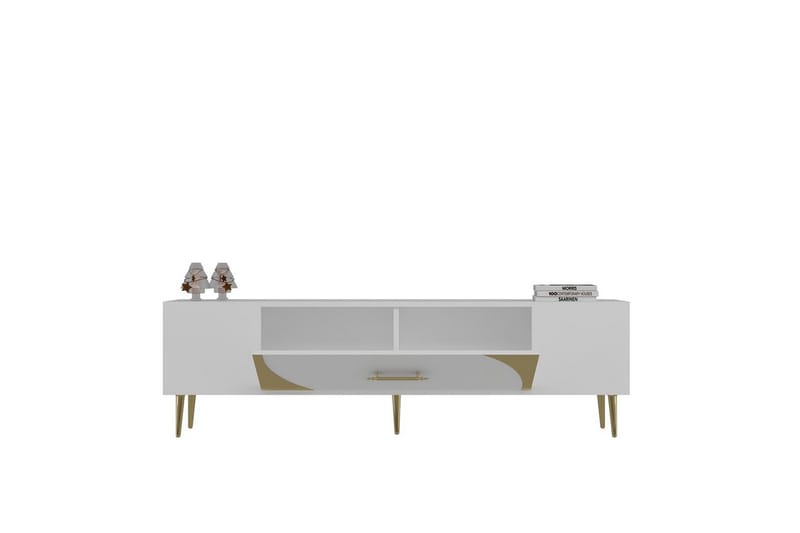 Aldor TV-benk 150 cm - Hvit/Gull - Møbler - Mediamøbel & tv møbel - TV-benk & mediabenk