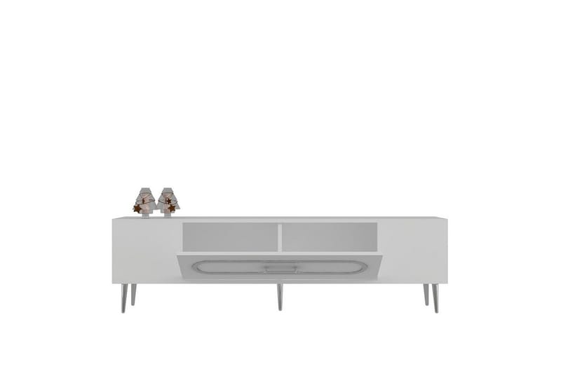 Aldor TV-benk 150 cm - Hvit/Sølv - Møbler - Mediamøbel & tv møbel - TV-benk & mediabenk
