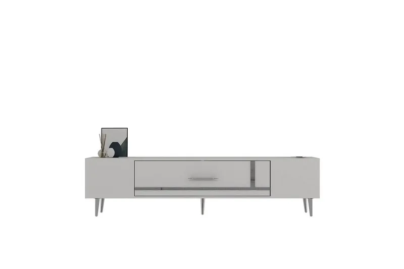 Aldor TV-benk 150 cm - Hvit/Sølv - Møbler - Mediamøbel & tv møbel - TV-benk & mediabenk