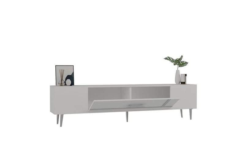 Aldor TV-benk 150 cm - Hvit/Sølv - Møbler - Mediamøbel & tv møbel - TV-benk & mediabenk