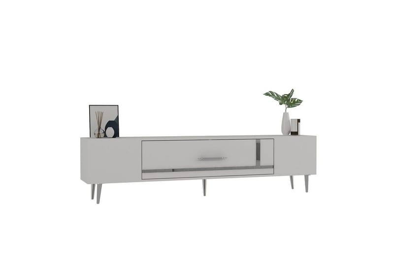 Aldor TV-benk 150 cm - Hvit/Sølv - Møbler - Mediamøbel & tv møbel - TV-benk & mediabenk