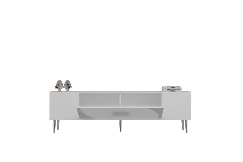 Aldor TV-benk 150 cm - Hvit/Sølv - Møbler - Mediamøbel & tv møbel - TV-benk & mediabenk