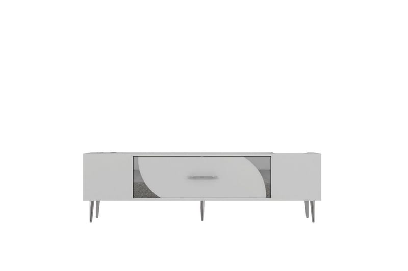 Aldor TV-benk 150 cm - Hvit/Sølv - Møbler - Mediamøbel & tv møbel - TV-benk & mediabenk
