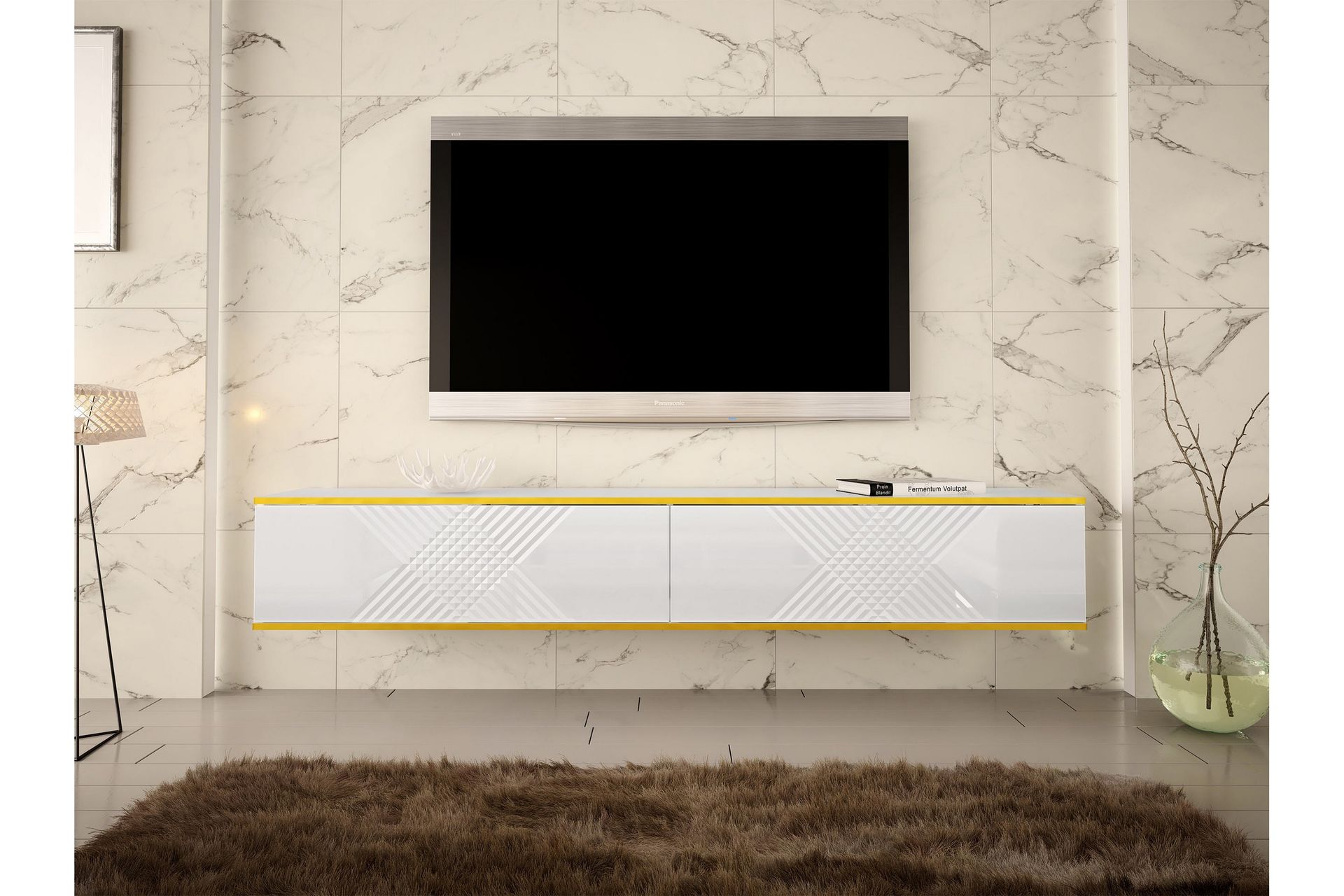 Alim TV-benk 200 cm - Hvit - Møbler - Mediamøbel & tv møbel - TV-benk & mediabenk