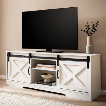 Alino TV-benk 150 cm - Hvit med svarte beslag - Møbler - Mediamøbel & tv møbel - TV-benk & mediabenk