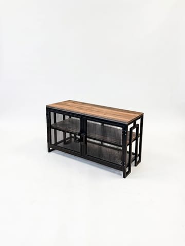 Alvorn TV-benk 90 cm med Oppbevaring i Metall med Treplate - Svart - Møbler - Mediamøbel & tv møbel - TV-benk & mediabenk