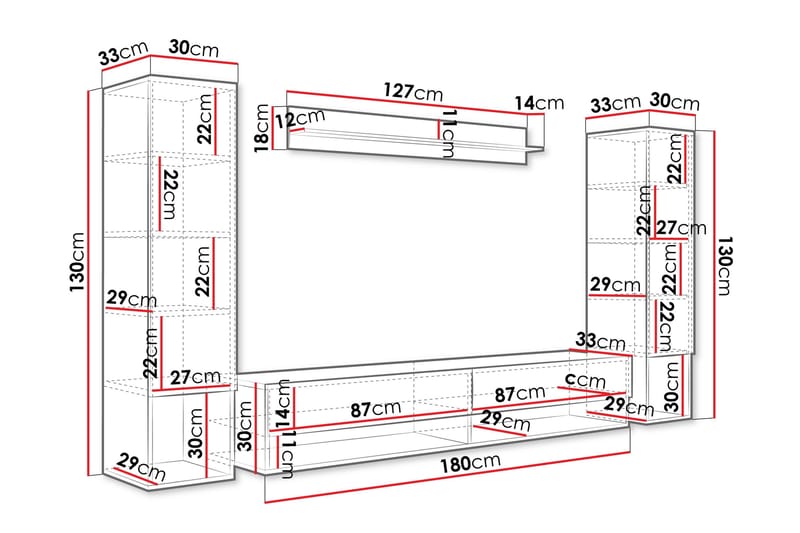 Amadeo TV-møbelsett - Hvit - Møbler - Mediamøbel & tv møbel - TV-møbelsett