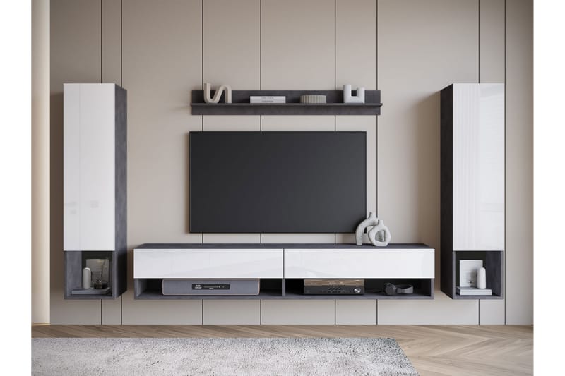 Amadeo TV-møbelsett - Mørkegrå / Hvit - Møbler - Mediamøbel & tv møbel - TV-møbelsett