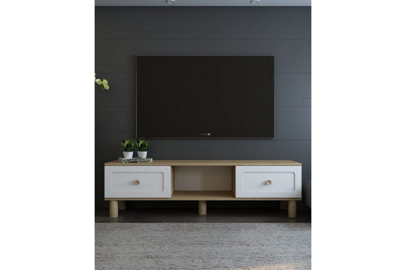 Amarinda TV-benk 150 cm - Brun/Hvit - Møbler - Mediamøbel & tv møbel - TV-benk & mediabenk