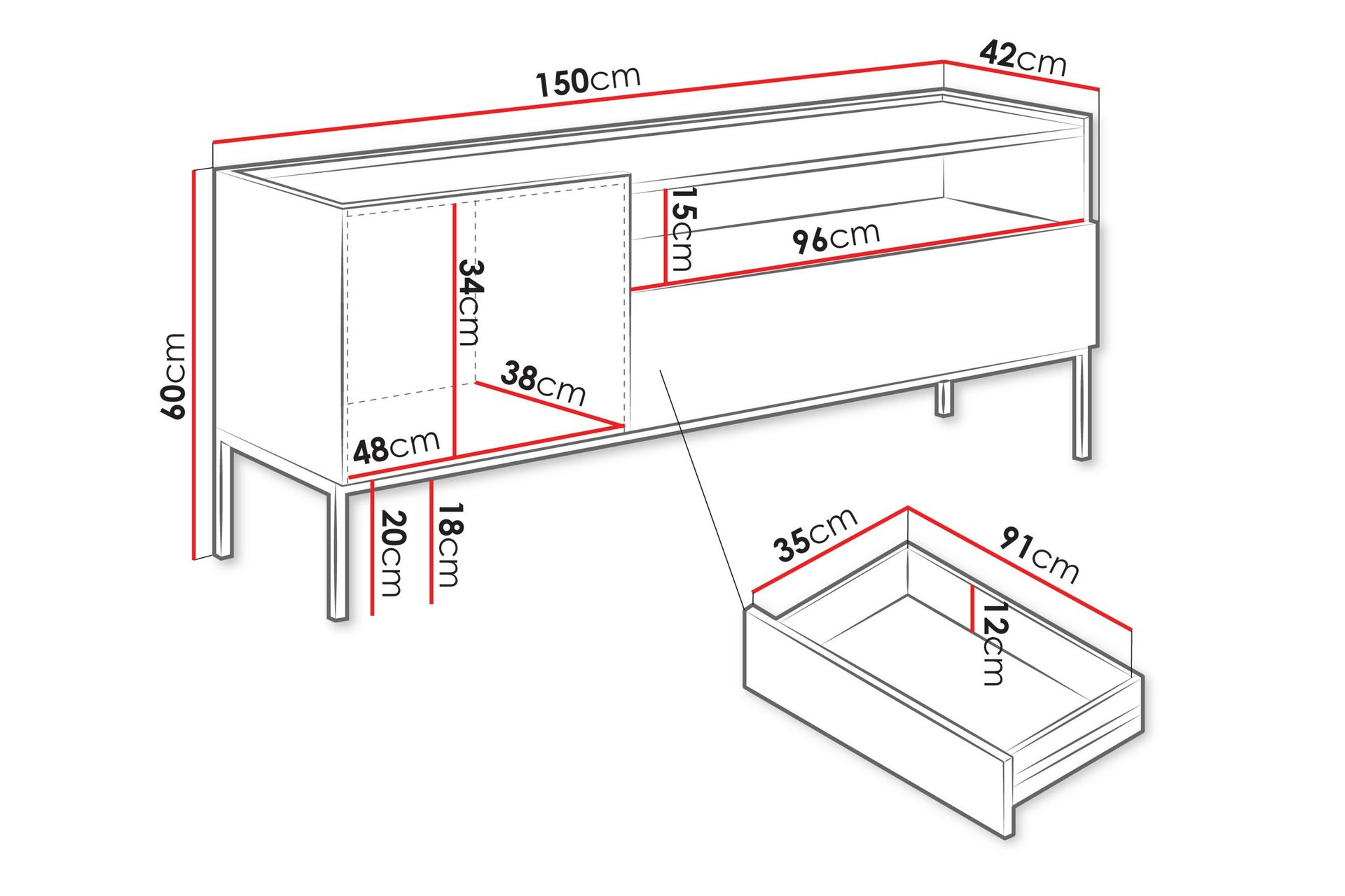 Amelus TV-benk 150 cm - Cashmere - Møbler - Mediamøbel & tv møbel - TV-benk & mediabenk