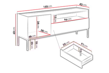Amelus TV-benk 150 cm - Cashmere - Møbler - Mediamøbel & tv møbel - TV-benk & mediabenk