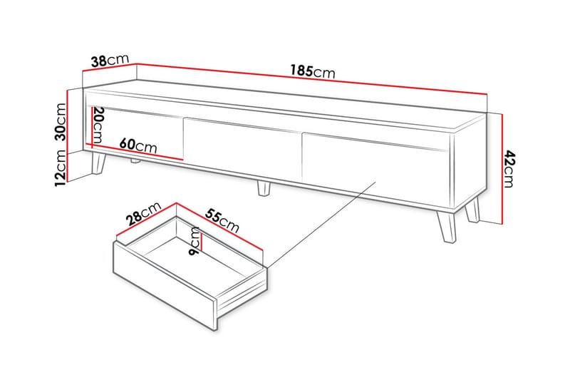 Amshyttan TV-benk 185 cm - Brun - Møbler - Mediamøbel & tv møbel - TV-benk & mediabenk