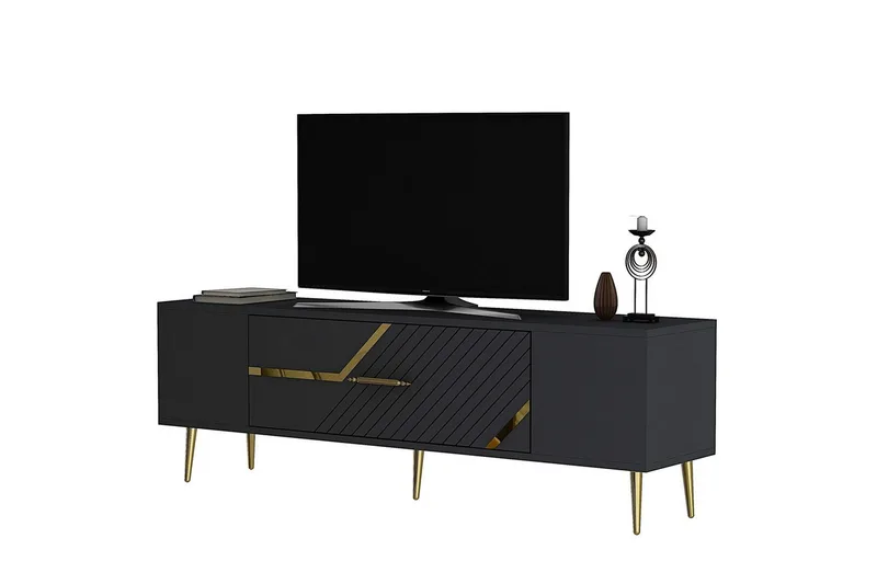 Anira TV-benk 150 cm - Antrasitt/Gull - Møbler - Mediamøbel & tv møbel - TV-benk & mediabenk